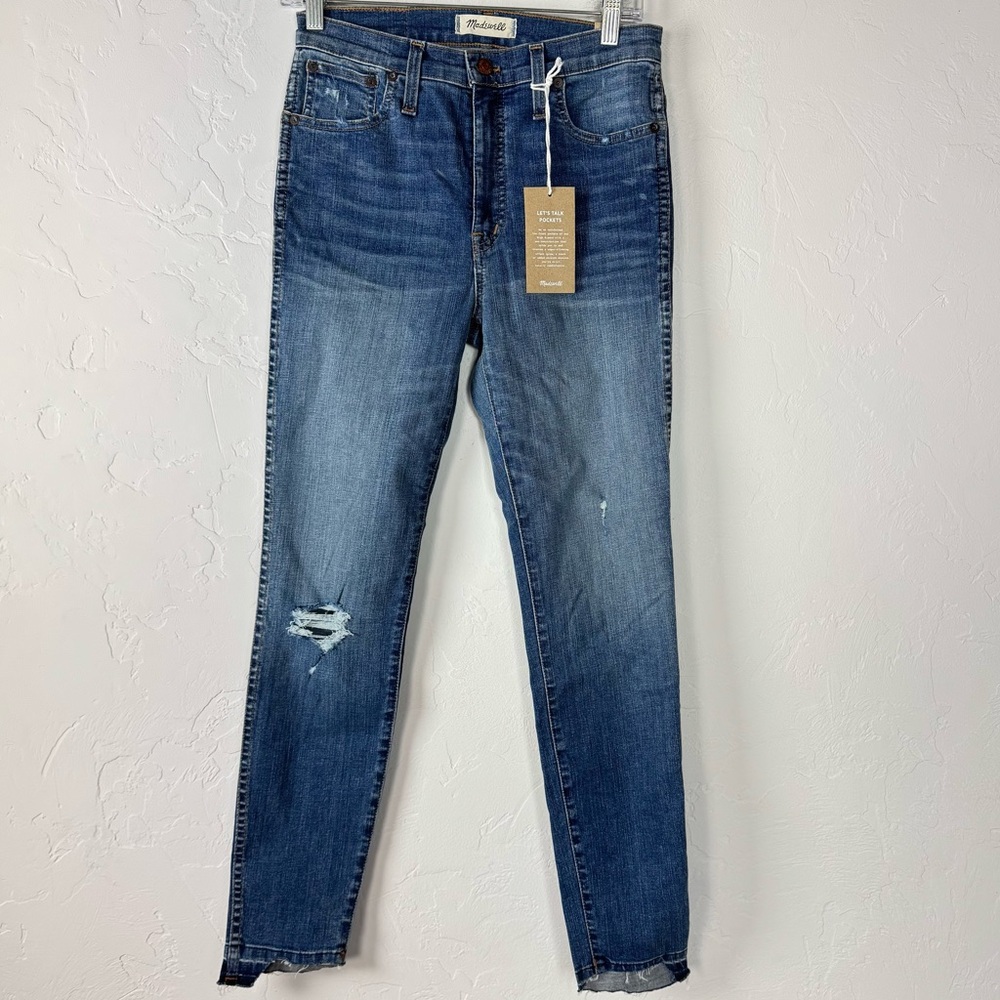 Madewell‎ Jeans Denim 10" High Rise Skinny Drop Step Hem Everton Wash Light Blue